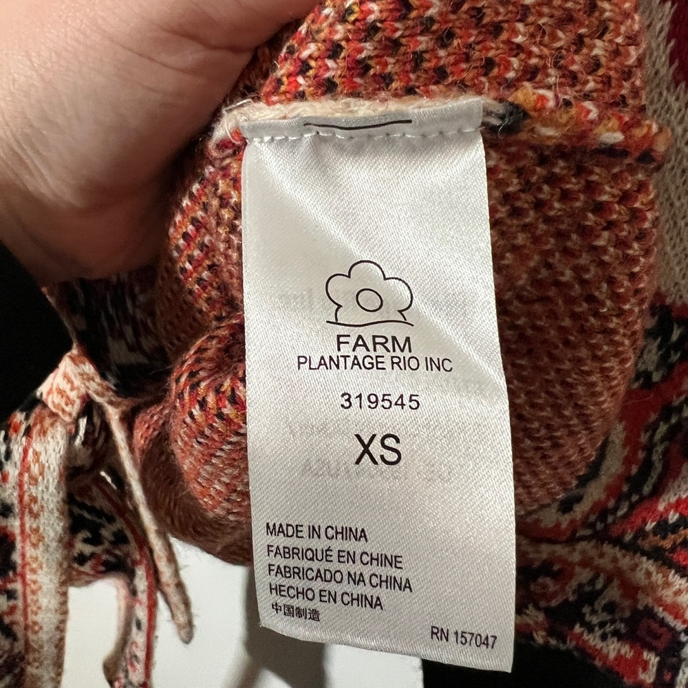 Farm Rio Floral Knit Cardigan with Belt size XS Wool Blend Anthropologie - Picture 7 of 9